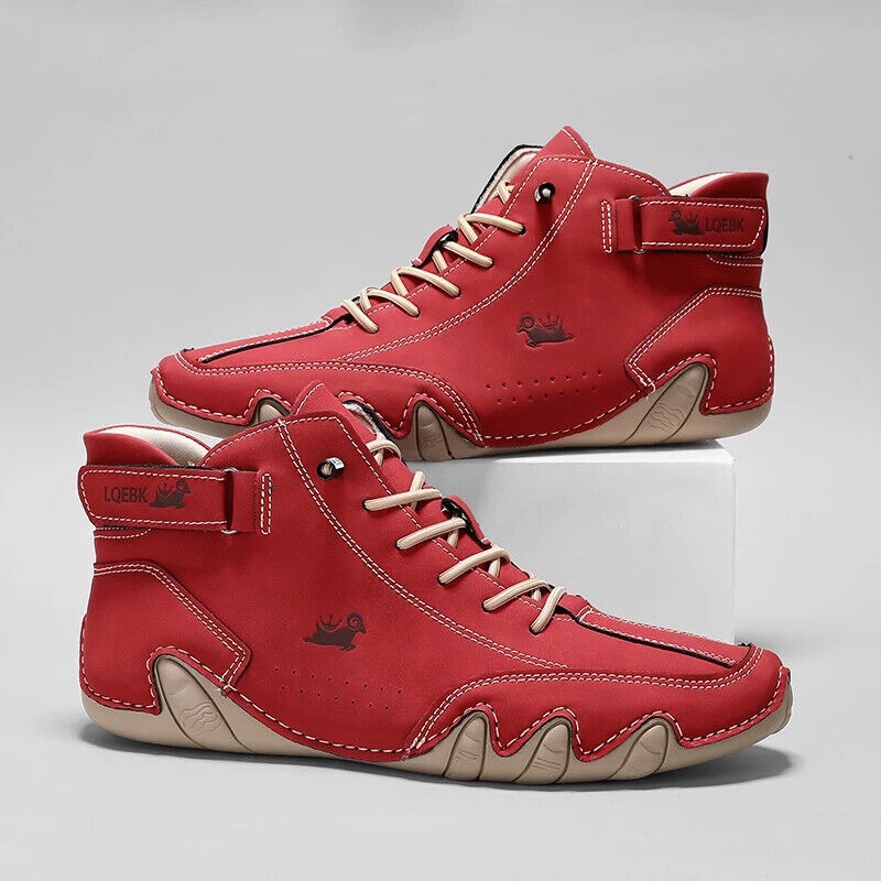 Guipure Lace Panel - Leather Casual Shoes Sneakers for Men