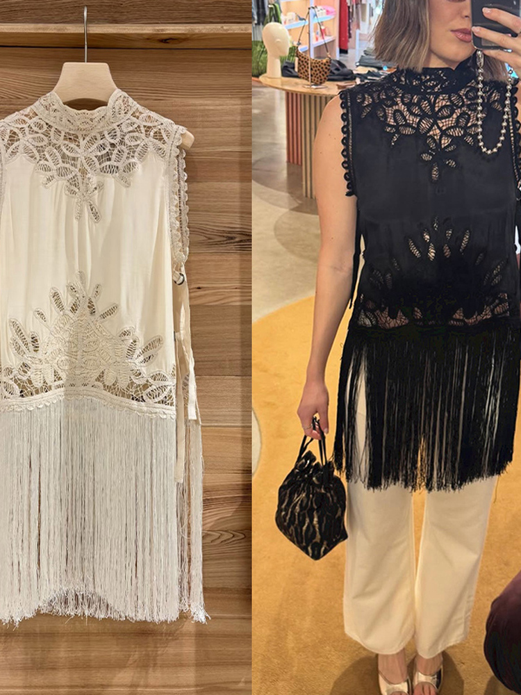 Tassel Fringe Trim - French Style Knot Hollow out Sleeveless