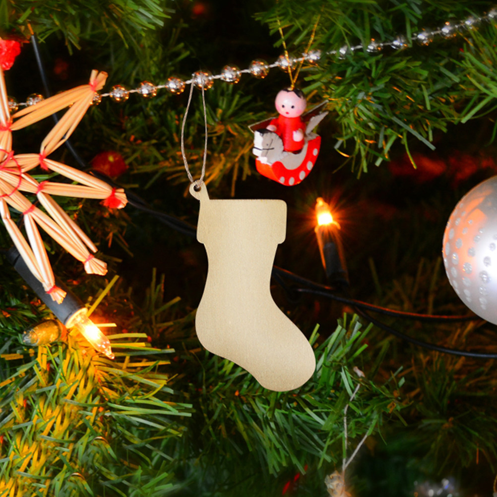 10pcs Christmas Stocking Woode - Christmas Craft Embellishment recension och pris