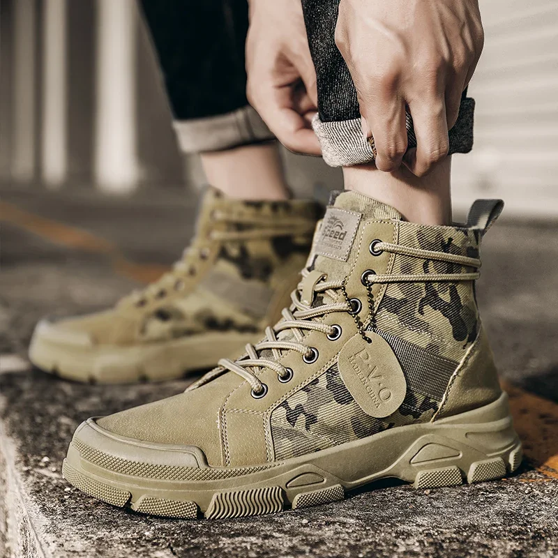 High-Top Boots for Men Autumn  - Guipure Lace Panel recension och pris
