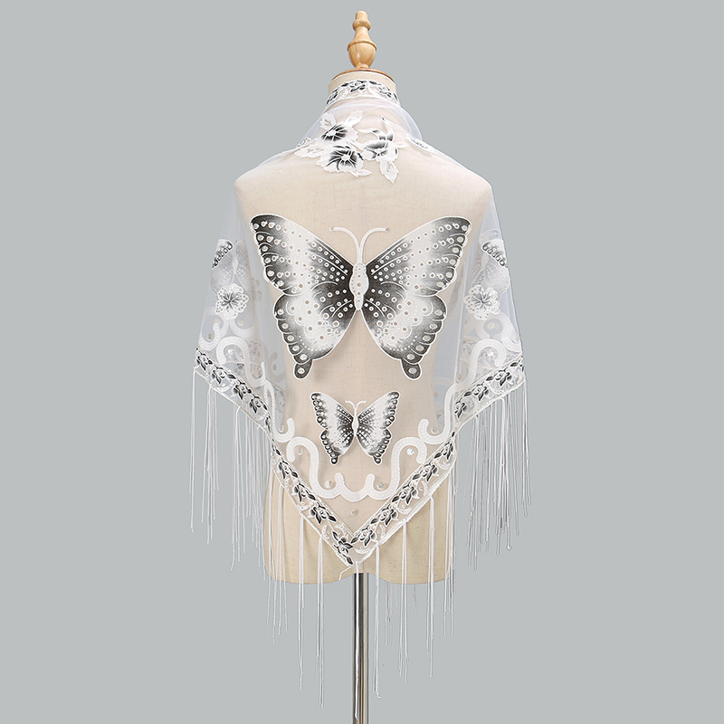 Fashion Triangle Scarf Butterf - Tassel Fringe Trim recension och pris