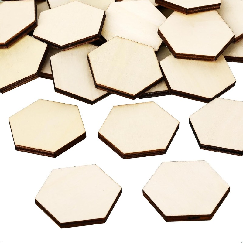 50PCS 4CM Unfinished Wood Hexa - Craft Embellishment recension och pris