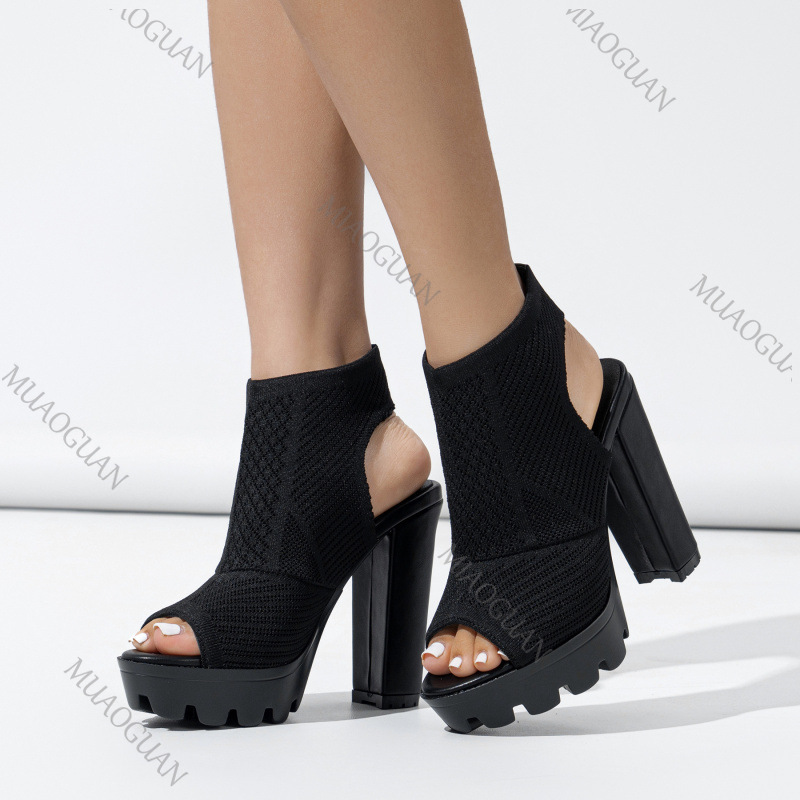 Summer New Women's Heels Shoes - Embellish Knit recension och pris