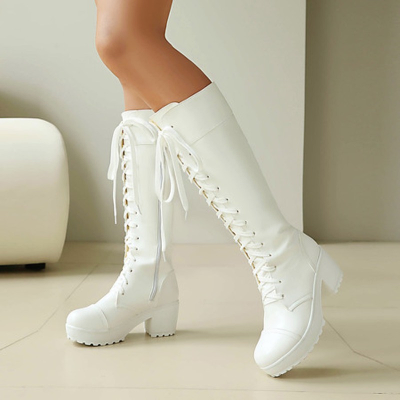 Womens Knee High Lace Up Comba - Guipure Lace Panel recension och pris